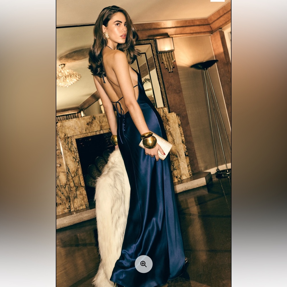 Reformation Jeany Silk Blue Backless Dress
